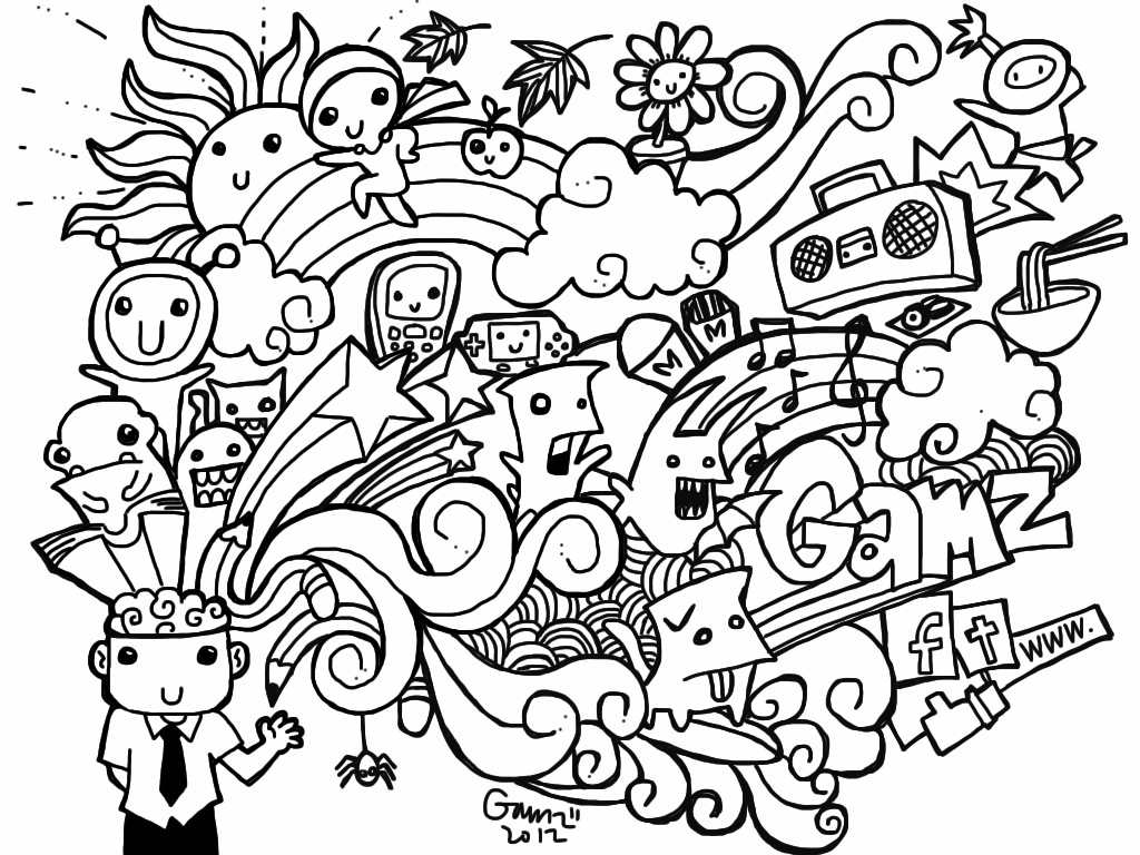 random doodles coloring pages - photo #21