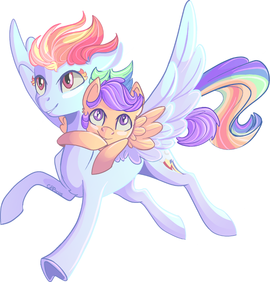 [Obrázek: rd_and_scoots_flyin_by_crponies-dafapth.png]