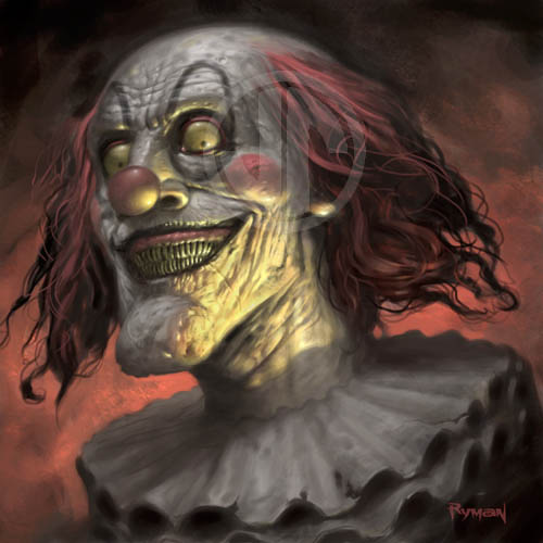What are some examples of evil clown art?