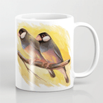 Java Sparrow Finches Realistic Painting Mug