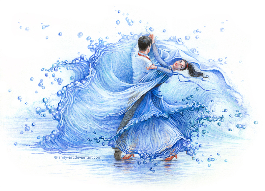 Water dance, by Anity-art : ImaginaryArtists
 Watercolor People Dancing