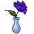 dk purple Rose in teardrop crystal vase dewless